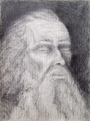 "Old Man With Closed Eyes", 2000, Graphite on Textured Paper, 12 x 9 in., by David Jay Spyker