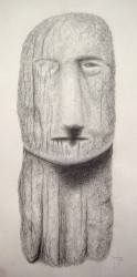 "Stone Head", 1995, Graphite on Paper, by David Jay Spyker