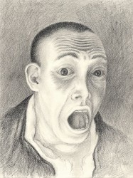 "Terrified Man", 2001, Graphite on Paper, 11 3/8 x 9 in., by David Jay Spyker