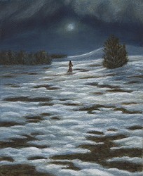 "A Late Winter's Night" (detail), 2005, Acrylics on Canvas, 5 x 4 in., by David Jay Spyker