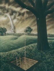 "Fear, Courage, Sanctuary", 1996, Acrylics on Panel, 12 x 9 in., by David Jay Spyker