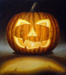 "Jack o' Lantern, 2001, Acrylics on Canvas, 25 x 22 in., by David Jay Spyker