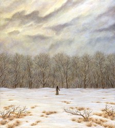 "One Winter Day", 2001, Acrylics on Hardboard, 9 3/8 x 8 3/8 in., by David Jay Spyker