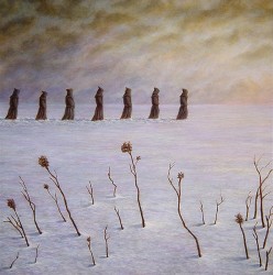 "Processional", 2001, Acrylics on Panel, 12 x 12 in., by David Jay Spyker