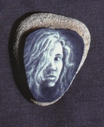 "Seashell", 1995, Acrylics on Sandstone, 1 5/8 x 1 1/4 in., by David Jay Spyker