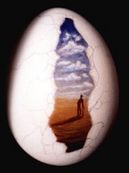 "The Cycle", 1996, Acrylics on Egg Shell, Image c. 2 x 1/2 in., by David Jay Spyker