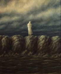 "Waiting for the Tide", 2000, Acrylics on Canvas Mounted on Hardboard, 12 x 10 in., by David Jay Spyker