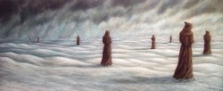 "Watchers", 2002, Acrylics on Panel, 5 7/8 x 14 in., David Jay Spyker