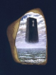 "The Key to the Hole in the Sky", 1995, Acrylics on Stone, c. 2 1/2 x 1 1/2 in., by David Jay Spyker