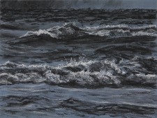 "Offshore Lightning", 2010, Charcoal and White Conte on Toned Paper, 9 x 12 in., by David Jay Spyker