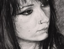 "Christmas Scarf", 2011, Charcoal and Conte on Paper, Detail, by David Jay Spyker