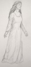 "Sketch of a Woman in a Dress", 2002, Graphite on Paper, Sketchbook Excerpt, by David Jay Spyker